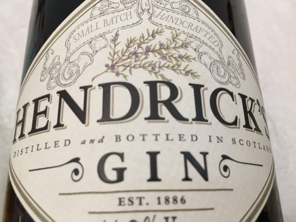 etichetta gin hendrick per gin tonic