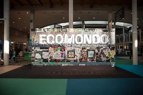 L’installazione di Ecomondo, The green technology expo, nella hall della Fiera di Rimini