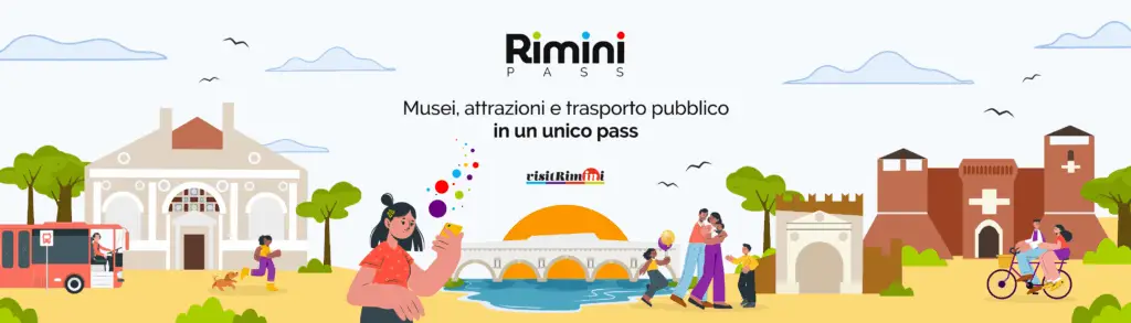 Banner della Rimini Card, il pass per musei, attrazioni e trasporto pubblico